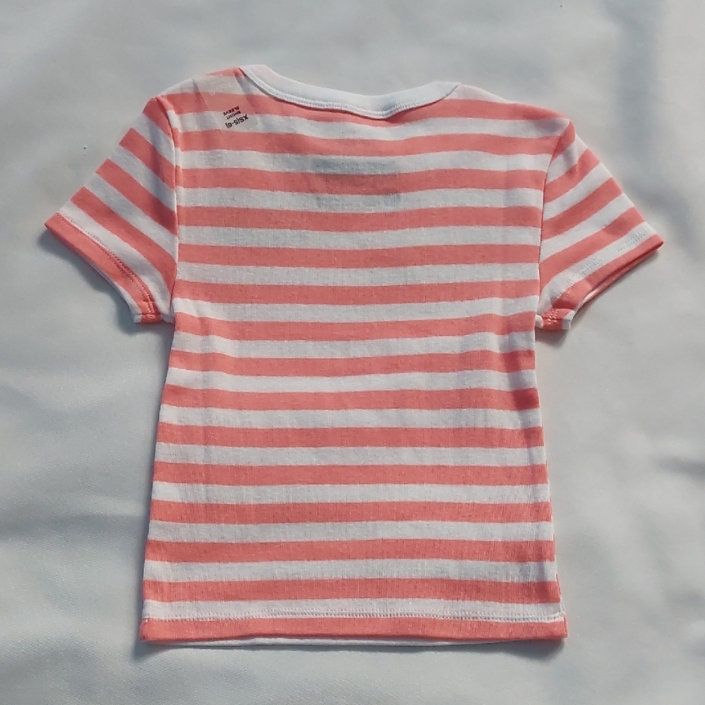 Epic Threads Toddler Girls Coral and White‎ Striped Tee with Heart XS 5-6 - Picture 2 of 3